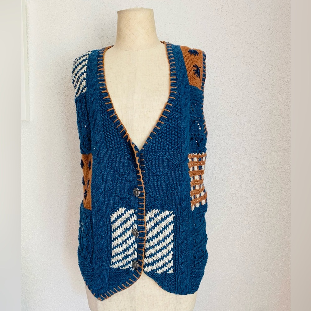 Vintage 90s Knit Chunky Sweat Vest Patchwork